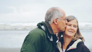 Older couple embracing