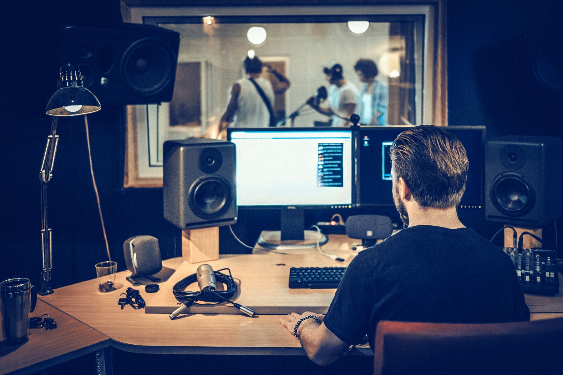Musician in recording studio