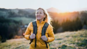 Newly divorced woman on hike