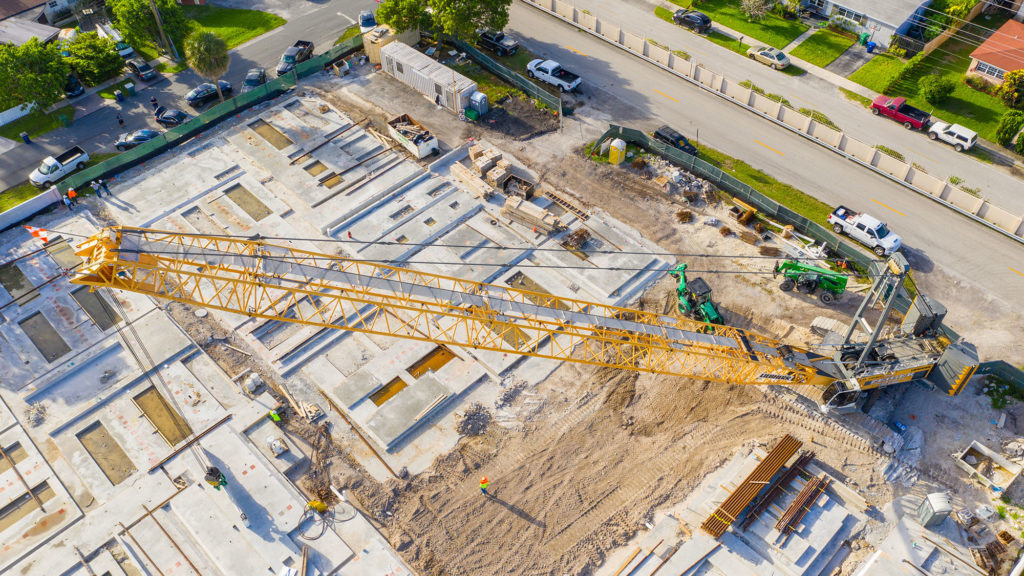 Crane at a construction site school development
