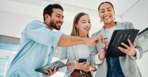 employees using different forms of technology at work