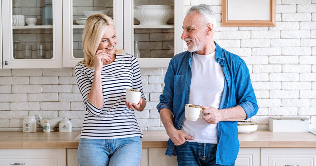 mature woman and man in relationship plan retirement together