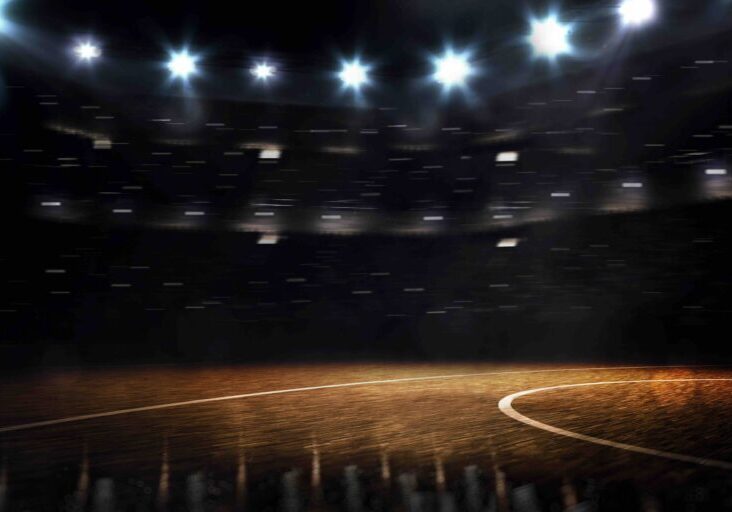 Grand basketball arena in the dark 3drender