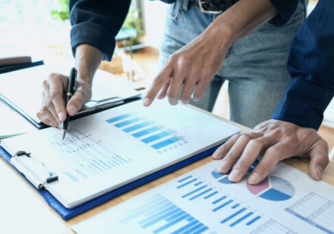Person reviewing data at work