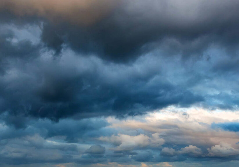 Dramatic panoramic skyscape with stormy clouds