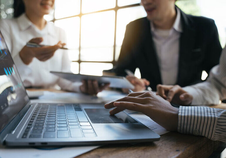 Team of business professionals prepares for an audit