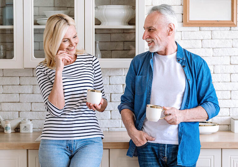 mature woman and man in relationship plan retirement together