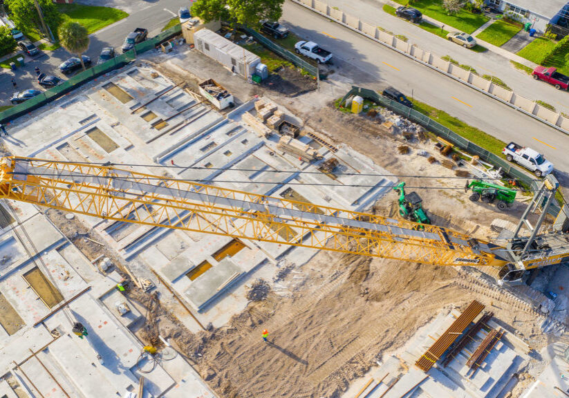 Crane at a construction site school development